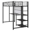 Twin Size Loft Bed With Desk And Whiteboard With 3 Shelves And Ladder - Black