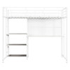 Twin Size Loft Bed With Desk And Whiteboard, Loft Bed With 3 Shelves And Ladder - White