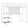 Twin Size Loft Bed With Desk And Whiteboard, Loft Bed With 3 Shelves And Ladder - White