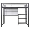 Full Size Loft Bed With Desk And Whiteboard, With 3 Shelves And Ladder - Black