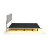 Queen Size Upholstered Bed With Sensor Light And Headboard, Floating Platform Bed - Gray