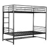 Twin Over Twin Bunk Bed With Shelf And Guardrails - Black