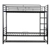 Twin Over Twin Bunk Bed With Shelf And Guardrails - Black
