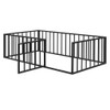 Twin Size Floor Bed Frame With Fence And Door - Black
