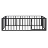 Twin Size Floor Bed Frame With Fence And Door - Black