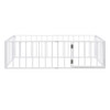 Twin Size Floor Bed Frame With Fence And Door - White