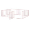 Full Size Floor Bed Frame With Fence And Door - Pink