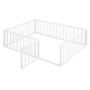 Full Size Floor Bed Frame With Fence And Door - White