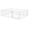 Full Size Floor Bed Frame With Fence And Door - White