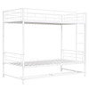 Twin Over Twin Bunk Bed With Shelf And Guardrails - White