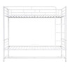 Twin Over Twin Bunk Bed With Shelf And Guardrails - White