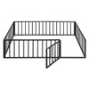 Queen Size Floor Bed Frame With Fence And Door - Black