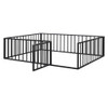 Queen Size Floor Bed Frame With Fence And Door - Black