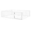 Queen Size Floor Bed Frame With Fence And Door - White