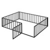 Full Size Floor Bed Frame With Fence And Door - Black