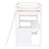 Twin Size Loft Bed With Ladder, Shelves, And Desk - White