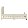 Twin Size Upholstered Daybed With Classic Stripe Shaped Headboard - Beige