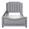 Twin Size Upholstered Daybed With Classic Stripe Shaped Headboard - Gray