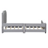 Twin Size Upholstered Daybed With Classic Stripe Shaped Headboard - Gray