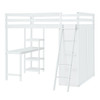 Full Size Loft Bed With Wardrobe And Desk And Shelves - White