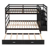Full Over Full Bunk Bed With Twin Size Trundle And Staircase - Espresso