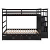 Full Over Full Bunk Bed With Twin Size Trundle And Staircase - Espresso