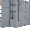 Full Over Full Bunk Bed With Twin Size Trundle And Staircase - Gray