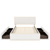 Full Size Upholstered Platform Bed With 4 Drawers And Edge On The Headboard & Footboard - White / Gold
