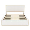 Full Size Upholstered Platform Bed With 4 Drawers And Edge On The Headboard & Footboard - White / Gold