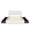 Queen Size Upholstered Platform Bed With 4 Drawers And Golden Edge On The Headboard & Footboard - White