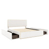 Queen Size Upholstered Platform Bed With 4 Drawers And Golden Edge On The Headboard & Footboard - White