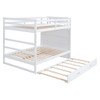 Full Over Full Bunk Bed With Twin Size Trundle And Staircase - White