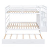Full Over Full Bunk Bed With Twin Size Trundle And Staircase - White