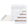 Full Over Full Bunk Bed With Twin Size Trundle And Staircase - White