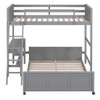 Twin Over Full Bunk Bed With Desk - Gray