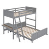 Twin Over Full Bunk Bed With Desk - Gray