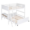 Full Over Full Bunk Bed With Desk - White