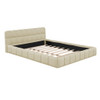 Queen Size Upholstered Platform Bed With Thick, Grounded Bed With Solid Frame - Beige