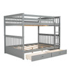 Full Over Full Bunk Bed With Ladders And 2 Storage Drawers - Gray