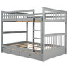 Full Over Full Bunk Bed With Ladders And 2 Storage Drawers - Gray