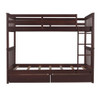 Twin Over Twin Bunk Bed With Ladders And 2 Storage Drawers - Espresso
