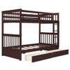 Twin Over Twin Bunk Bed With Ladders And 2 Storage Drawers - Espresso