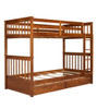 Twin Over Twin Bunk Bed With Ladders And 2 Storage Drawers - Walnut