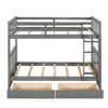 Twin Over Twin Bunk Bed With Ladders And 2 Storage Drawers - Gray