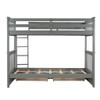Twin Over Twin Bunk Bed With Ladders And 2 Storage Drawers - Gray