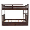Full Over Full Bunk Bed With Ladders And 2 Storage Drawers - Espresso