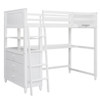 Twin Size Loft Bed With Drawers And Desk, With Shelves - White
