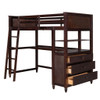 Twin Size Loft Bed With Drawers And Desk, With Shelves - Espresso