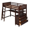 Twin Size Loft Bed With Drawers And Desk, With Shelves - Espresso