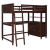 Twin Size Loft Bed With Drawers And Desk, With Shelves - Espresso